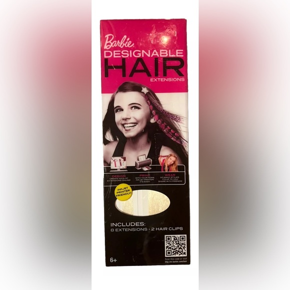 NEW Barbie Designable Printable Hair Extensions Pack 8 Extensions 2 Clips - NIB - Picture 1 of 3